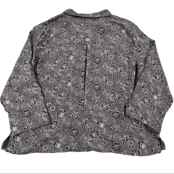 Sag Harbor Petite size small vintage black & white floral button down shirt EUC - Picture 9 of 13